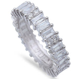 2.5Ct Emerald Cut Cz Eternity Wedding Band .925 Sterling Silver Ring