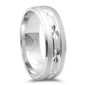 Men's Fancy Designer Diamond Cut Wedding Band .925 Sterling Silver Ring
