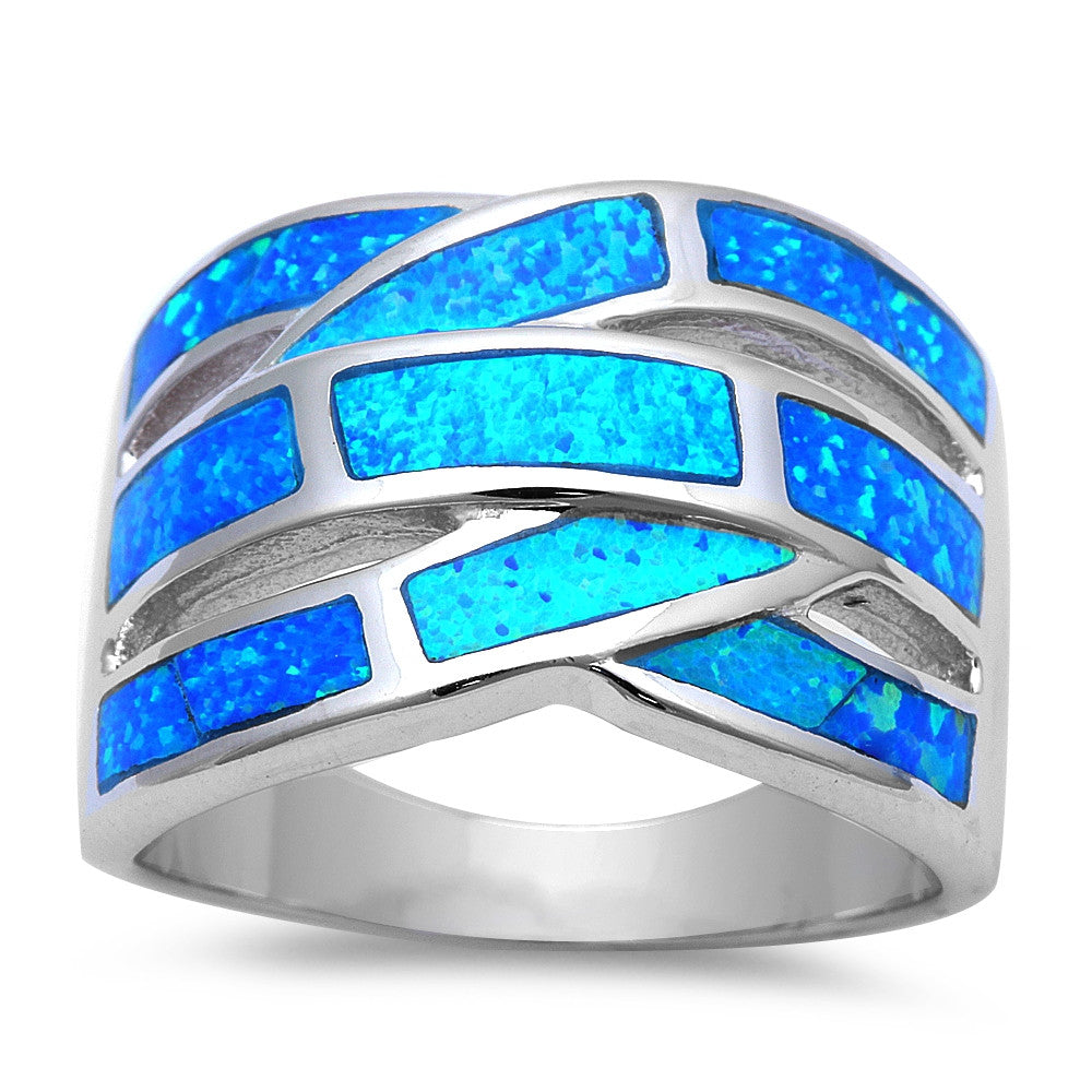 Blue Fire Opal .925 Sterling Silver Fashion Ring Sizes 6-10