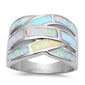 BEST SELLER NEW FASHION WHITE FIRE OPAL BAND .925 Sterling Silver Ring Sizes 5-10