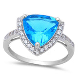 5.50ct Trillion Cut Blue Topaz & CZ .925 Sterling Silver Ring