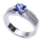 2.50ct Square Tanzanite & Cz .925 Sterling Silver Ring Sizes 5-9