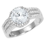 Halo Round Cubic Zirconia .925 Sterling Silver Ring