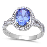 Filigree Style Oval Tanzanite Fashion .925 Sterling Silver Ring