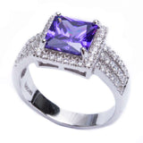  5.50ct Princess Cut Amethyst & Cz .925 Sterling Silver Ring