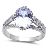 .925 Sterling Silver 4ct Oval Cut Cz Fashion Engagement Ring