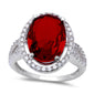 6CT Oval Cut Deep Red Garnet & Cz .925 Sterling Silver Ring Sizes 7-9