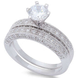 1.50CT Round & Pave Cz Wedding Bridal Set .925 Sterling Silver Ring Sizes 5-9