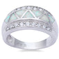 White Opal & Cz High Fashion .925 Sterling Silver Ring Sizes 6-9