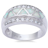 White Opal & Cz High Fashion .925 Sterling Silver Ring