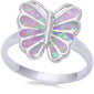 Pink Fire Opal Butterfly .925 Sterling Silver Ring Sizes 6-9