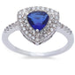 Trillion Shape Blue Sapphire & Cz Fashion .925 Sterling Silver Ring Sizes 6-9