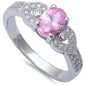 Oval Pink Topaz & Micro Pave Cz Fashion .925 Sterling Silver Ring Sizes 5-9