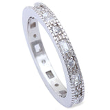 Round & Baguette Cz Fashion Engagement Band .925 Sterling Silver Ring