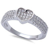  Fine! .75CT Micro Pace Cz Heart .925 Sterling Silver Ring