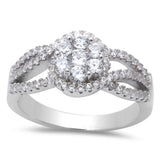 New .50ct Cubic Zirconia Flower Fashion .925 Sterling Silver Ring Sizes 5-9