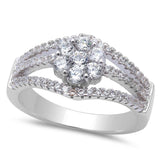 New .50ct Cz Flower Fashion .925 Sterling Silver Ring