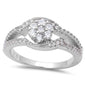 New Round & Pave Cz Flower .925 Sterling Silver Ring Sizes 5-9