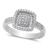 Cushion Shape Micro Pave Cubic Zirconia Fashion .925 Sterling Silver Ring Sizes 4-9
