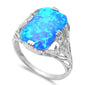 New Radiant Cut Blue Fire Opal .925 Sterling Silver Ring Sizes 5-9