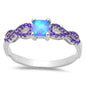 Blue Opal w/ Amethyst Inifnity .925 Sterling Silver Ring Sizes 5-8