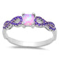 Pink Opal w/ Amethyst Inifnity .925 Sterling Silver Ring Sizes 5-8