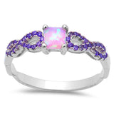  Pink Opal w/ Amethyst Inifnity .925 Sterling Silver Ring