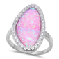 New Shape Pink Fire Opal & Cz .925 Sterling Silver Ring Sizes 6-8