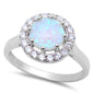 8 Prong Halo Style White Fire Opal & Cz .925 Sterling Silver Ring Sizes 5-8