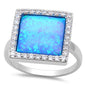 New! Blue Fire Opal & Cz .925 Sterling Silver Ring Sizes 6-8