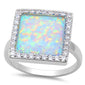 New! White Fire Opal & Cz .925 Sterling Silver Ring Sizes 6-8