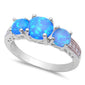 New! 3 Blue Fire Opal & Cz .925 Sterling Silver Ring Sizes 5-8