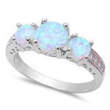 New! 3 White Fire Opal & Cz .925 Sterling Silver Ring Sizes 5-8