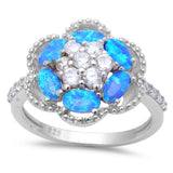  Blue Fire Opal & Cubic Zirconia .925 Sterling Silver Ring