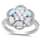 White Fire Opal & Cz .925 Sterling Silver Ring Sizes 5-8
