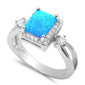 Blue Fire Opal & Cz Fashion .925 Sterling Silver Rings Sizes 4-11