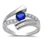 Blue Sapphire & Cubic Zirconia .925 Sterling Silver Ring Sizes 4-10