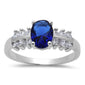 Blue Sapphire & Cubic Zirconia .925 Sterling Silver Ring Sizes 5-10