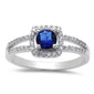 Cushion Shape Blue Sapphire Cubic Zirconia .925 Sterling Silver Ring Sizes 5-9