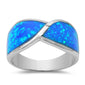 Blue Opal .925 Sterling Silver Ring Size 6-10