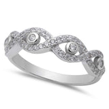Cubic Zirconia Evil Eye .925 Sterling Silver Ring Size 5-9