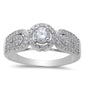 1/2CT Halo Style Fashion Engagement .925 Sterling Silver Ring Size 5-9