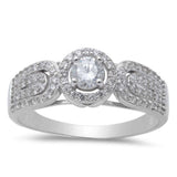 1/2CT Halo Style Fashion Engagement .925 Sterling Silver Ring