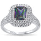 <span>CLOSEOUT!</span> Radiant Rainbow Topaz & Cubic Zirconia .925 Sterling Silver Ring Size 5