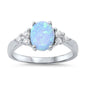 Oval Light Blue Opal Fire Opal & Russian Cubic Zirconia .925 Sterling Silver Ring Sizes 4-10