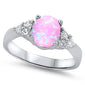 BEST SELLING! Lab created Pink Opal & CZ .925 Sterling Silver Ring Sizes 4-11