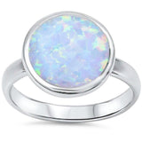 <span>CLOSEOUT!</span> Round White Fire Opal.925 Sterling Silver Ring