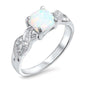 Princess Cut Opal Infinity Cz .925 Sterling Silver Ring Sizes 4-10