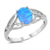Blue Opal Oval Plain .925 Sterling Silver Ring Sizes 4-11