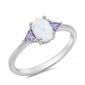White Opal & Amethyst .925 Sterling Silver Ring Sizes 4-10
